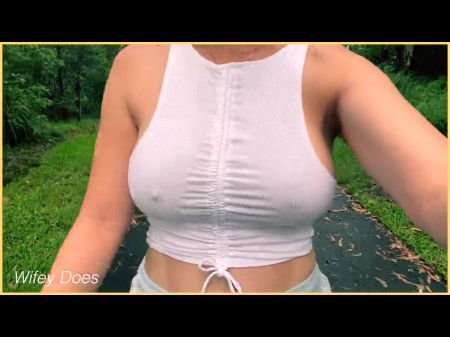 Wifey Goes For A Run In Public But Goes Bare-chested