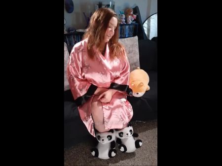 Three Edging Finish - Plus Sized Woman Wevibe Massager Mania - Satin Bathrobe , 38g Red Bullet Boulder-holder And Sheer Ebony Undies