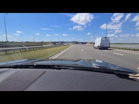 Stunning Towheaded Masturbates While Driving A Car