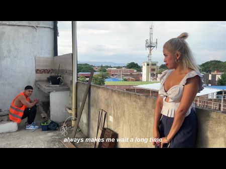El Constructor Folla A La Esposa Rubia Del Jefe En La Cubierta Al Aire Libre Ann Rides & Angel Cruz 