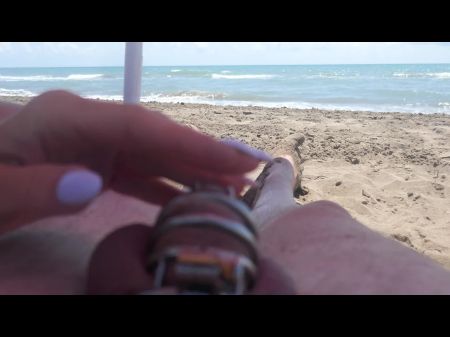 Taunting In Chastity On The Beach