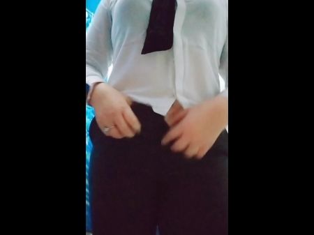 Super-sexy Cougar Assistant Takes Off Her Uniform And Presents Her Super-sexy Gigantic Bootie To The Webcam In The Office