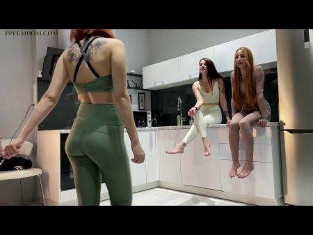 Group Sole Idolize Femdom - One Marionette Complies The Nude Soles Of Three Mistresses