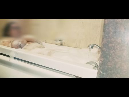 Indian Plus-size Aunty Taking Douche In Bathtub Displaying Her Immense Orbs And Arse