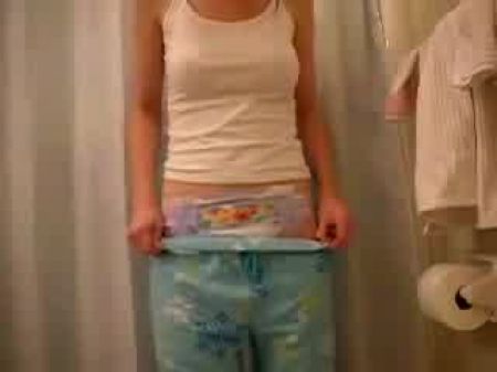 Girl In Toilet In Her Diaper