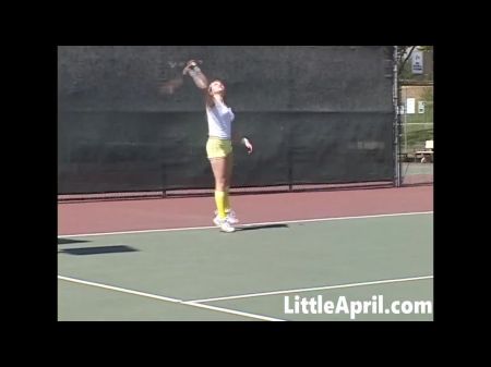 Cool Eighteen Teenager Little April Frolicking Tennis