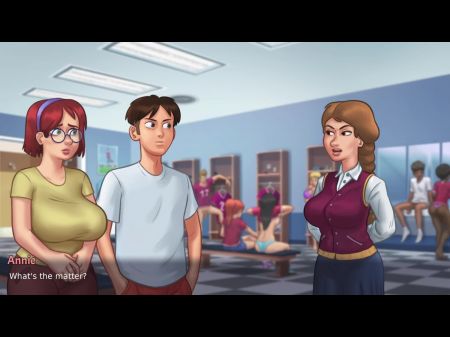 Summertime Saga Innocent Busty Redhead College Student zeigt ihre riesigen Titten 