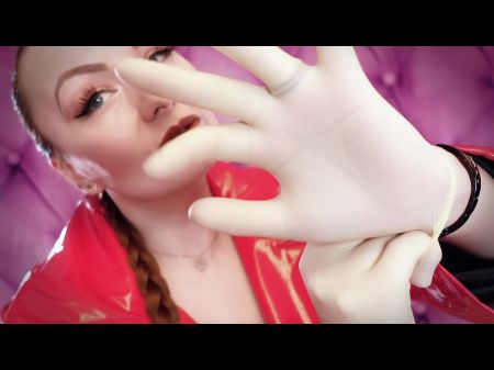 ASMR恋物癖视频：乳胶手套恋物癖和油很好的声音和特写（Arya Grander）POV 