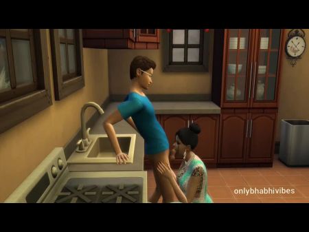 Индийская мачеха и пасынок кухонный секс в утреннем хинди Дарти принимает 