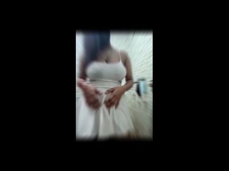 Desi Dame Dancing In Toilet And Demonstrating Her Giant Orbs In Toilet .