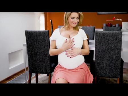 Superior Preggo Light Haired Bounces Her Thick Breast