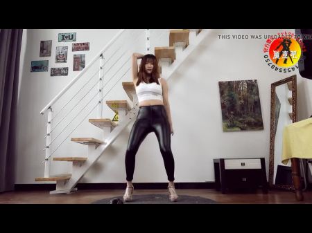 Asian Female Dances In Tights , Miniskirt And Heels Five
