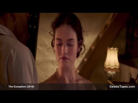 Lily James Making Enjoy With Nylon Tights