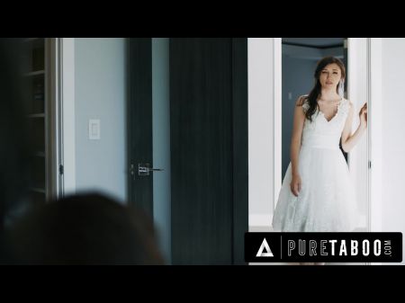 新娘玛雅沃尔夫（Maya Woulfe）抓住了焦虑的未婚夫吮吸他的爱心继母的乳房