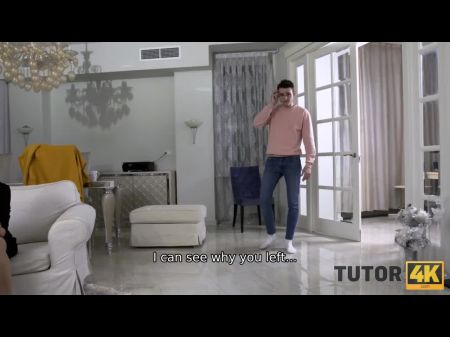 tutor4k. El joven estaba en casa cuando el estudiante vino a penetrar 