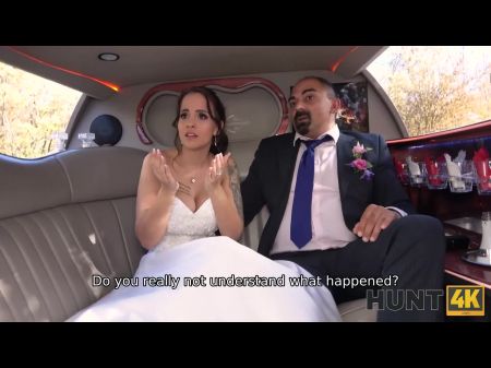 Hunt4k. Chica excitada con vestido de novia tontos con no su futuro esposo 