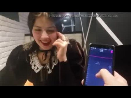 Remote Vibro Orgasm In Society Restaurant - Adorable Black-haired