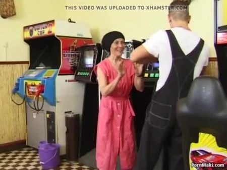 Hairy Grannie Takes Youthful Penis On The Pool Table