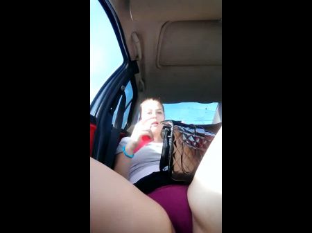 Faux-cock Onanism In Car