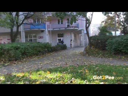 Gata morena fofa agachamentos e irrita na grama 