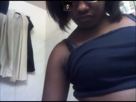 Black Amateur Plays On Webcam And Shows Breast