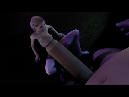 一个金发女孩正在尽力满足巨人的鸡巴：3D色情