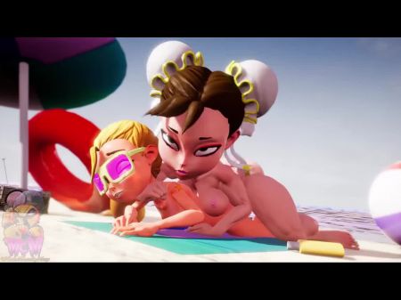 Futa Chun - Li And Blond On Beach