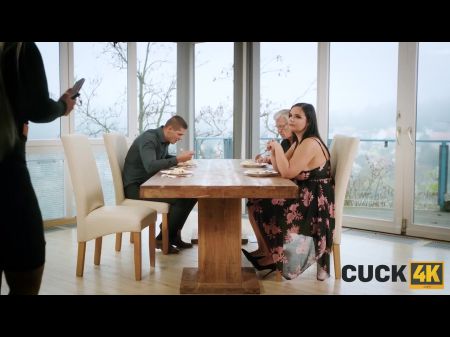 Cuck4k . Hospitable Bushy Cooter Of The Married Cougar Kindly Meets Husband