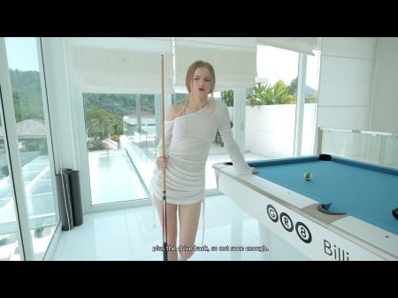 Follé A Una Hermosa Adolescente En La Mesa De La Billar Mientras Su Novio Estaba Fuera 