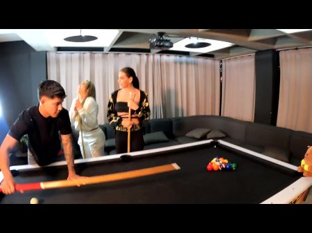 A Triple Sex With Two Unbelievable Latinas On A Pool Table