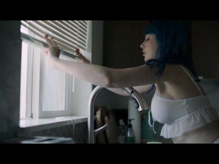 Blue Haired Damsel And Roommate End Up Having Rampant Hook-up After Possession By Alien Creature
