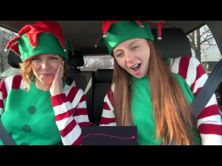 Mischievous Elves Cumming In Drive Through With Round Remote Controlled Vibrators Featuring
