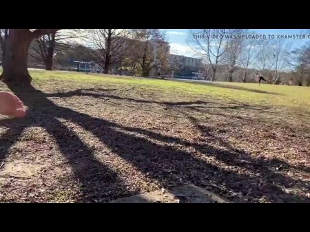 Female Doing Yoga Exercise At Park With No Boulder-holder And Globes Slip O
