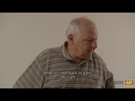 Daddy4k . Versed Elderly Boy Manages To Penetrate Cute Doll Behind Sons Back