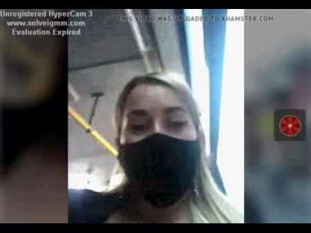 Gal On A Bus Presents Her Boobs , Risky