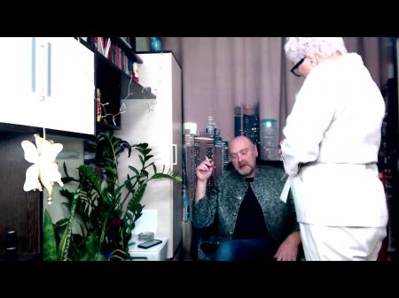 Filming A Movie About Checking The Elasticity Of An Older Secretary