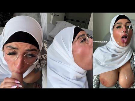 unschuldiger Hijabi Aaliyah Yasin wird mit Sperma bedeckt 