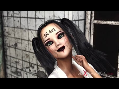 Superheißes sexy College-Mädchen wird von bösem Clown hart gefickt 