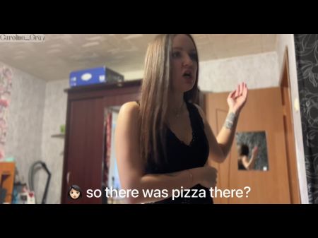 hermosa perra engañó a su marido con un repartidor por tres pizzas 