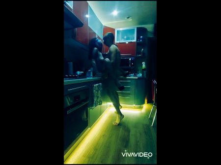 Hot Slender Wife In Glamour Bondage Suit Plumbed In The Kitchen In All Postures