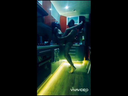 Nice Slim Wife In Erotic Bodysuit Poked In The Kitchen In All Positions