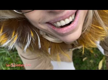 Lily Deep-throats A Meaty Organ In A Audience Park . A Worn Fair Haired Takes A Urine Rainfall , Gulps Urine And Blows Bubbles With A Macho Organ .