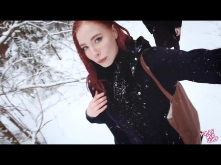 eine nackte Schlampe im Winterwald gefickt und ihr in den Mund gespritzt 