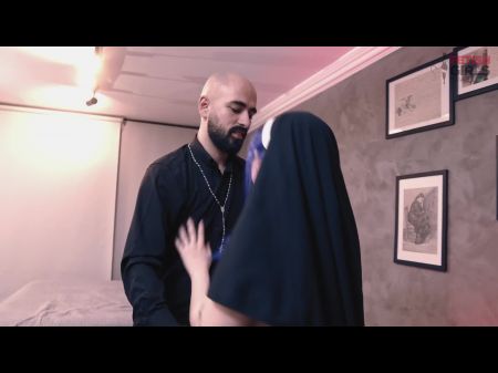 Nun Madalena Taking A Super-cute Cumshot Inside Her Butt , Very Insatiable She Puts The Cum Out While The Priest Observes .