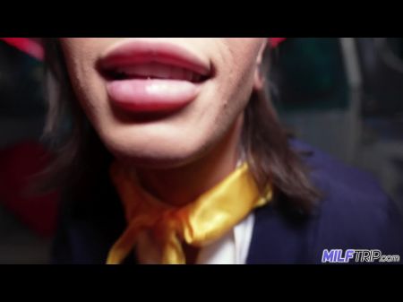 Intimate Cougar Stewardess Fucks Rich Customer