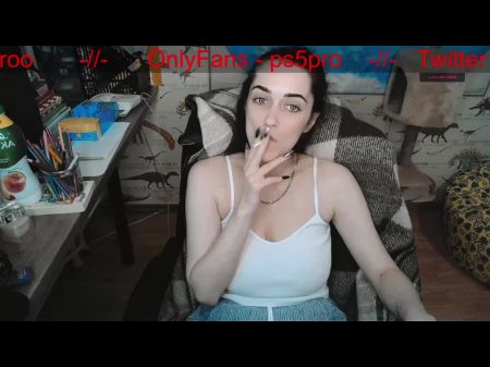 Female Sits In Front Of Dinosaur Tapestry And Uncovers Big Tits