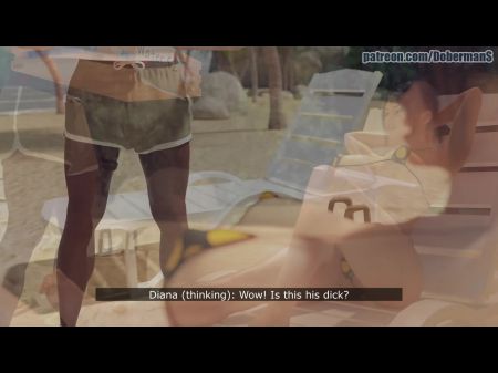 dobermanstudio 戴安娜第 3 集 大屁股在海滩上作弊 吞下大鸡巴 铁杆热阴道饼在海滩上 