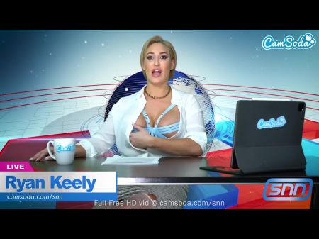 Humungous Tits Cougar Ryan Keely Has Strong Orgasm While Reading The News