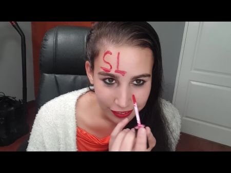 Bi-atch Talking Dirty To Her Weenie Viewers While Undressing And Pawing Her Cunt