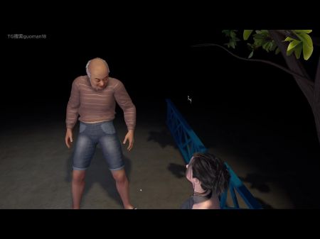 3D heiße asiatische Frau neckt den großen alten Schwanz 